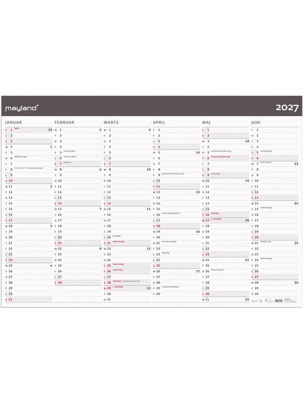 Mayland Kmpekalender Moderne 2x6 mdr papir rr 2027