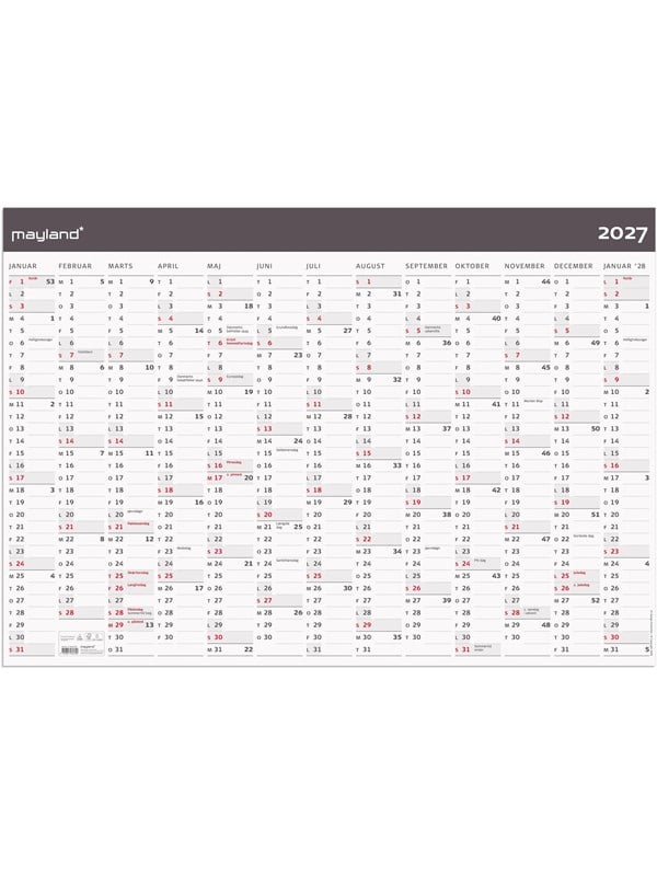 Mayland Kmpekalender Moderne 1x13 mdr papir rr 2027