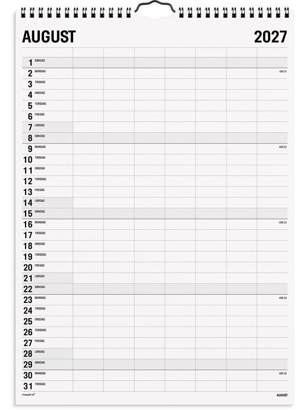 Mayland Familiekalender Black and white 7 kol 2027