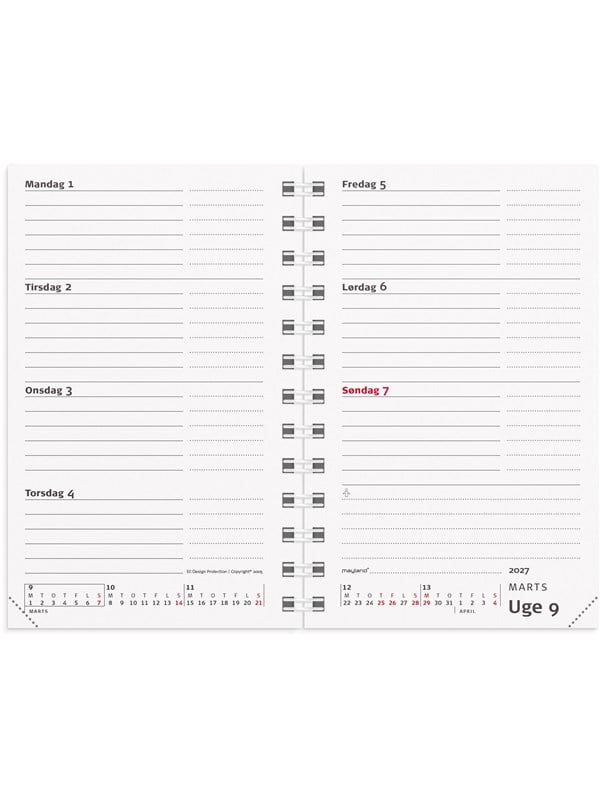 Mayland Mini Planner ugekalender sort vinyl 2027