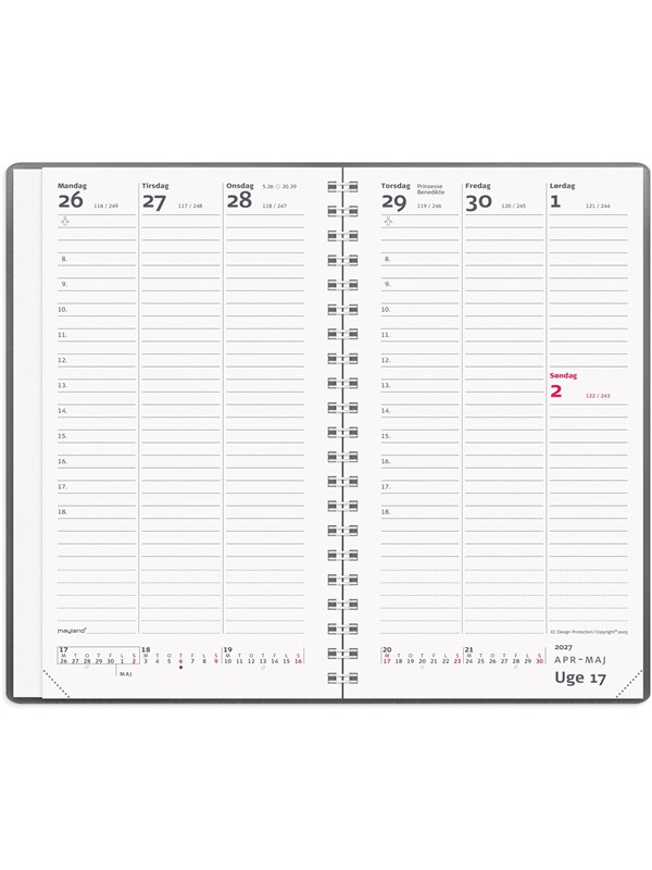 Mayland Week Planner hjformat mrkegr vinyl 2027