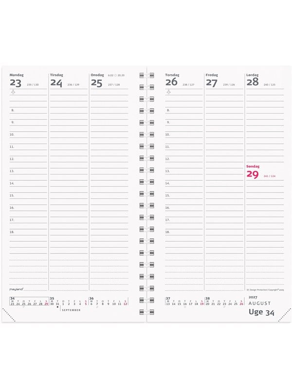Mayland Week Planner hjformat REFILL 2027