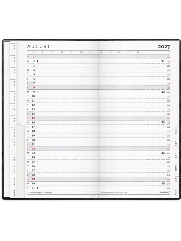Mayland Index Planner mnedskalender sort vinyl 2027