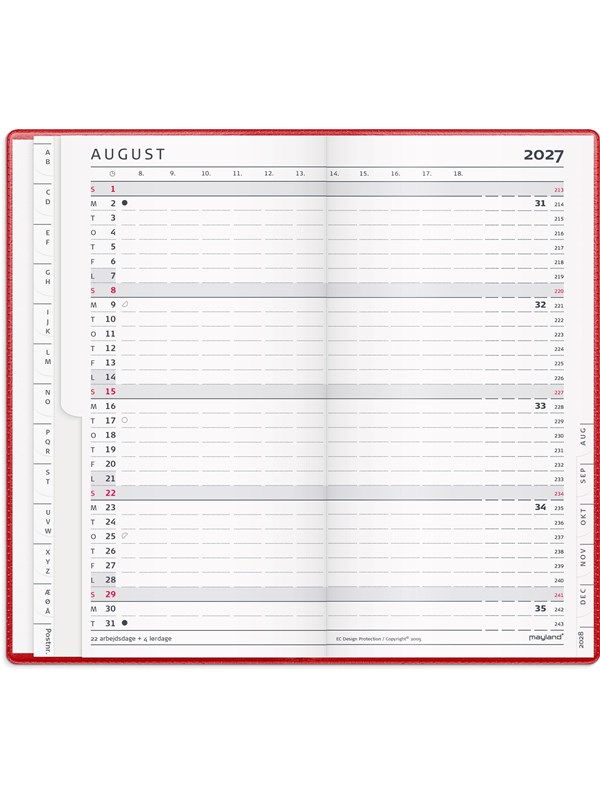 Mayland Index Planner mnedskalender rd vinyl 2027