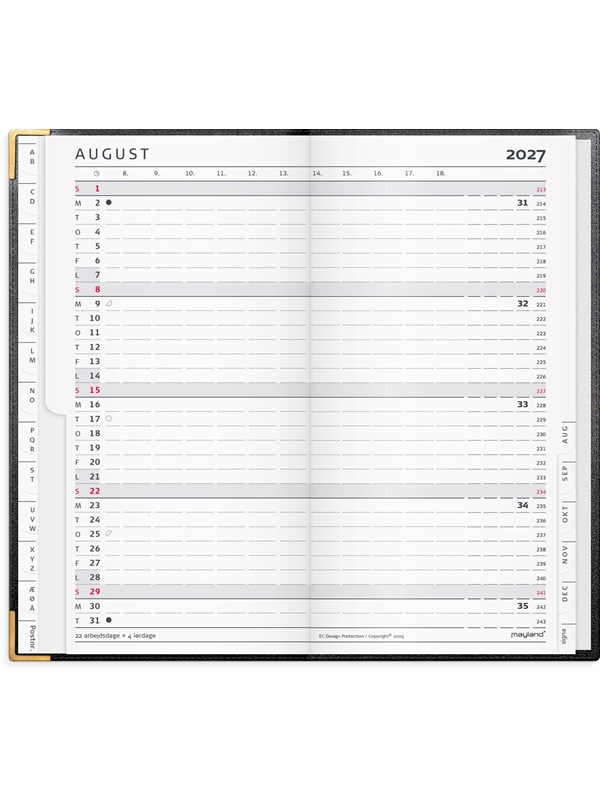 Mayland Index Planner mnedskalender sort skind 2027