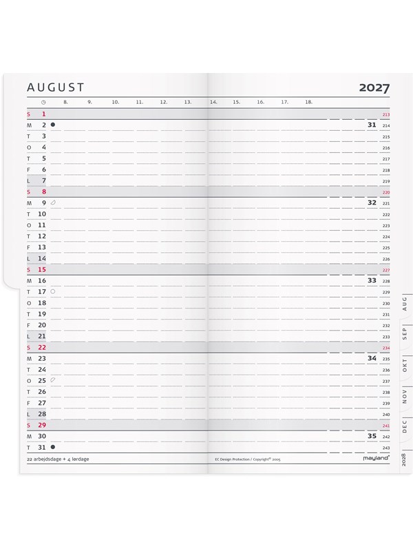 Mayland Index Planner mnedskalender REFILL  tlfreg 2027