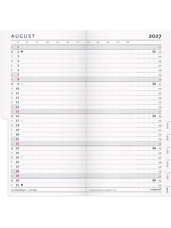 Mayland Index Planner mnedskalender REFILL 2027