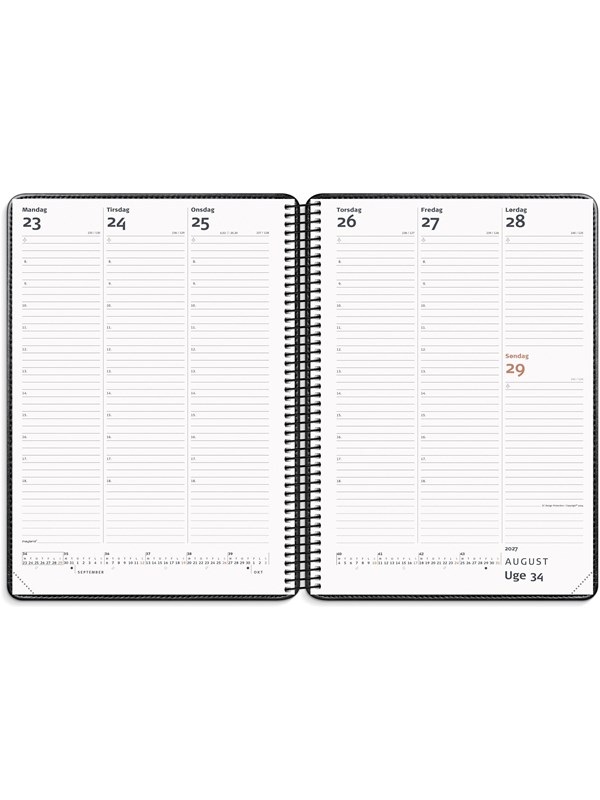 Mayland Diplomat ugekalender mspiral sort kunstskind 2027