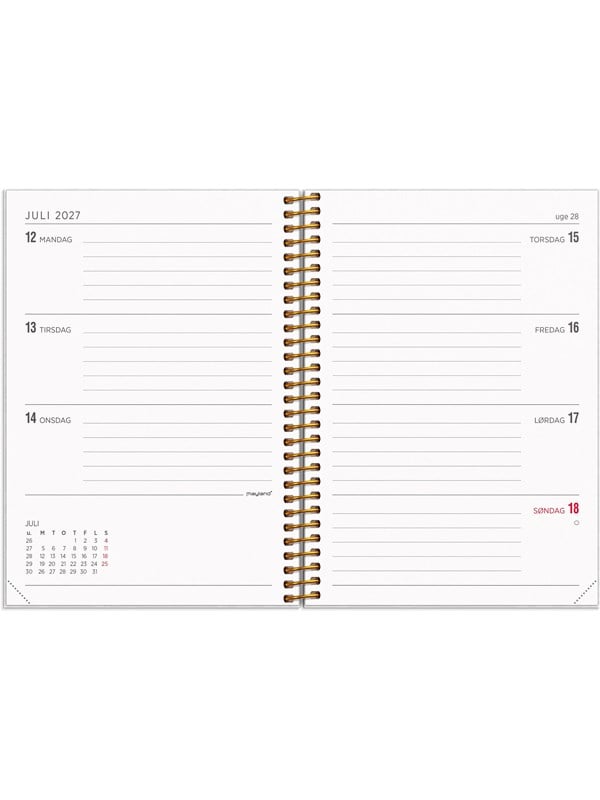 Mayland A6 ugekalender tvrformat karton 2027