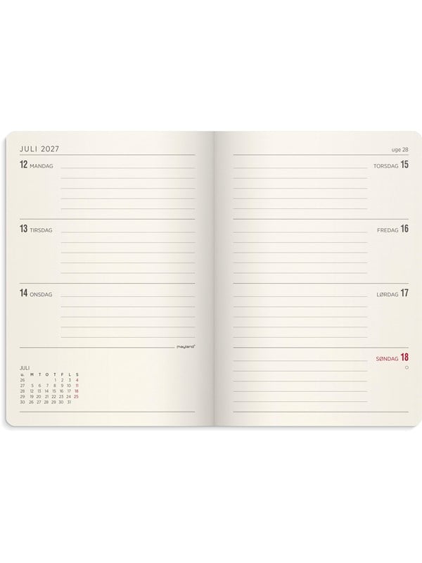 Mayland A6 Forma Deluxe ugekalender tvrf brun kunstskind 2027