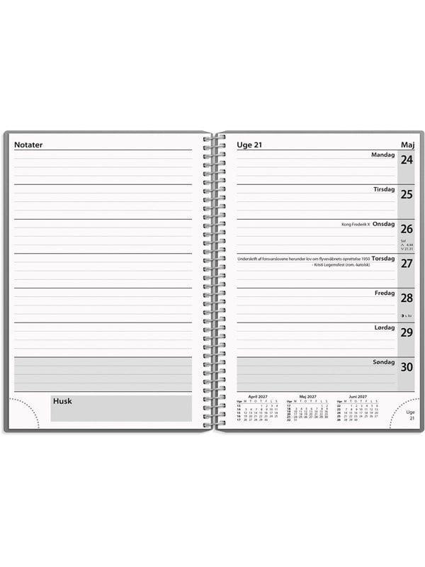 Mayland Ugekalender tvrformat gr PP-plast 2027