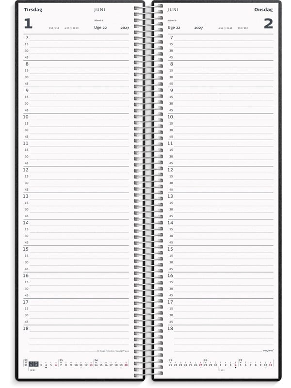 Mayland Spiralnoteringskalender dag sort PP-plast 2027