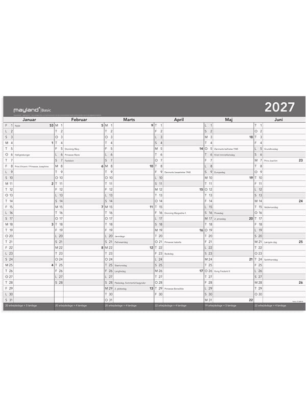 Mayland Basic kontorkalender mwhiteboard-funktion A2 2027