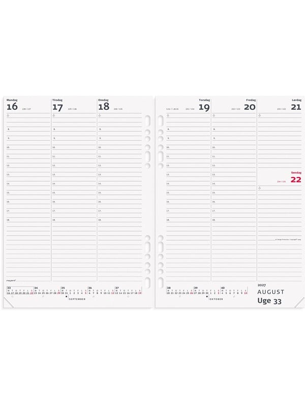 Mayland System A5 ugekalender hjformat REFILL 2027