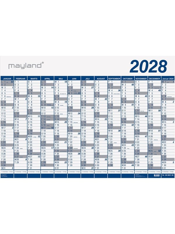 Mayland Kmpekalender 1x13 mdr PP-plast rr 2028