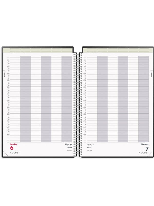 Mayland Aftalekalender A4 dag sort PP-plast 2028