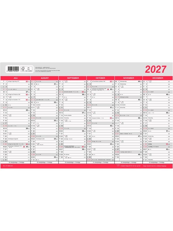 Mayland Kontorkalender Stor mflagdage 2027