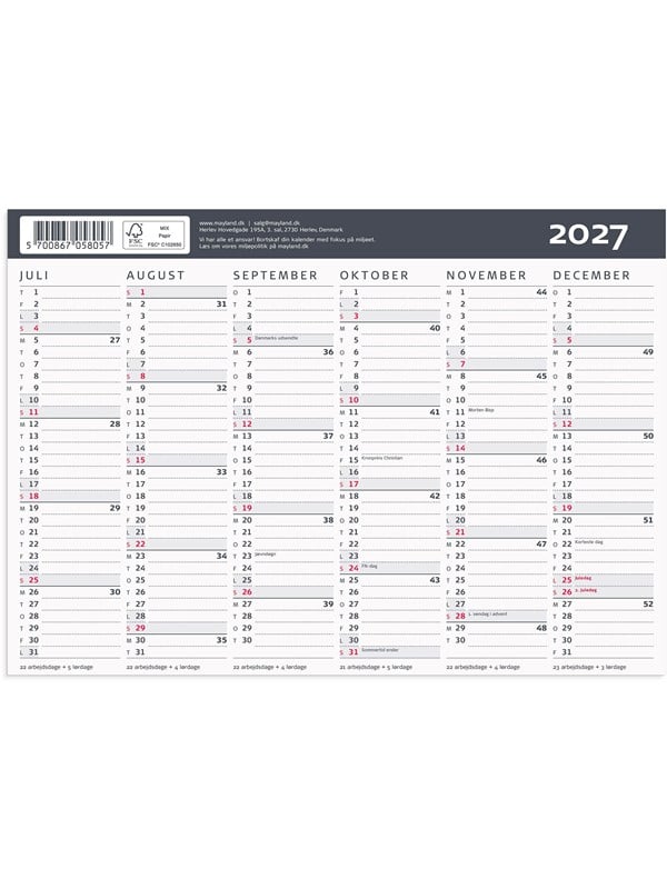 Mayland Kontorkalender Moderne A5 2027