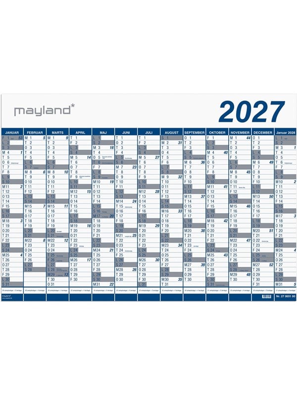 Mayland Kmpekalender 1x13 mdr PP-plast 2027 i plastpose