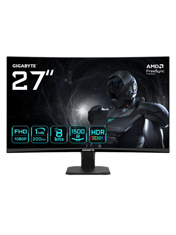 Gigabyte GS27FCA 27 Zoll - Curved Gaming Monitor VA Panel, FHD, 200 Hz, 1 ms, HDMI, DP - Bild 5
