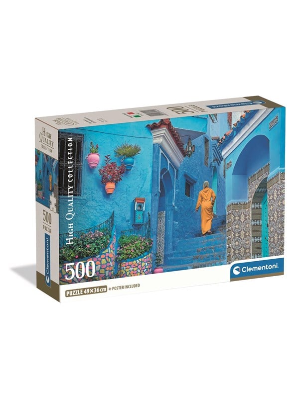 Clementoni Puzzle HQC Blue Street of Chefchaouen 2026 - Compact 500 pieces 2D Puzzles