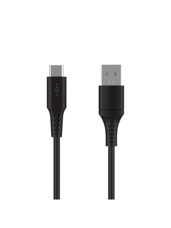 FIXED USB-A to USB-C Silicone cable - 0.3m - Black