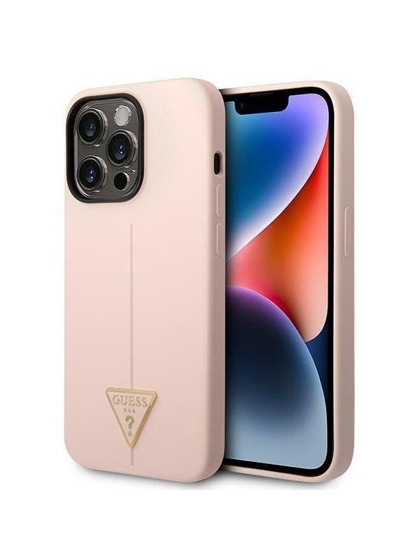 GUESS GUHCP14XSLTGP iPhone 14 Pro Max 67 pinkpink hardcase Silicone Triangle