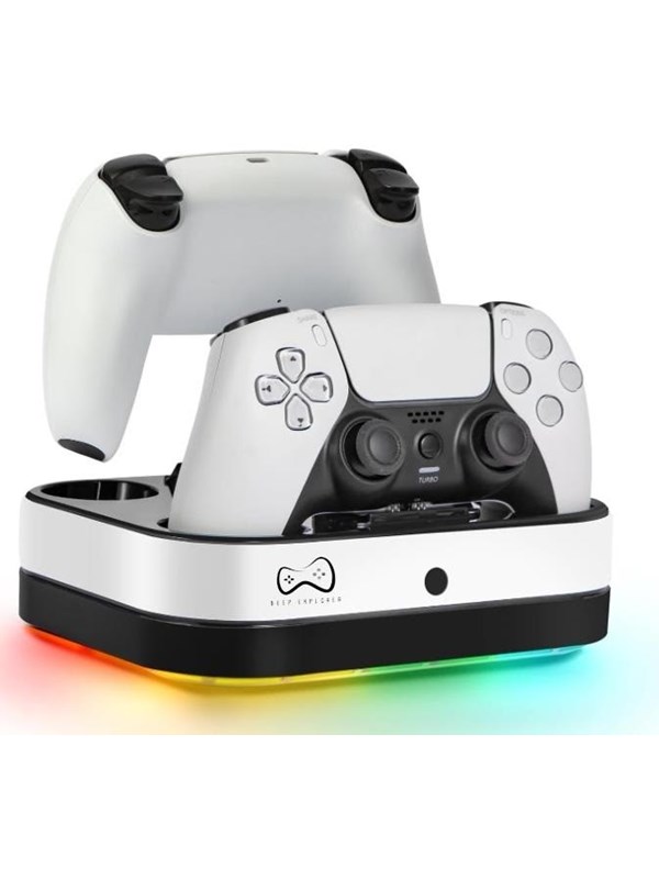 Deep Explorer Doppelladestation mit RGB-LEDs für DualSense und PlayStation Portal - Ladegerät - Sony PlayStation 5