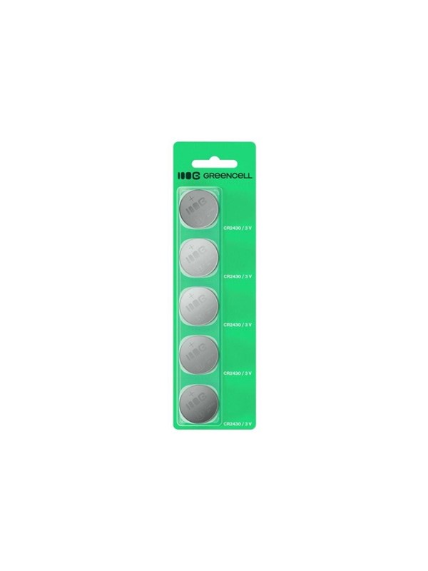 Greencell Blister 5x lithium battery CR2430 3V 290mAh button cell for key fob, watch, remote, scale