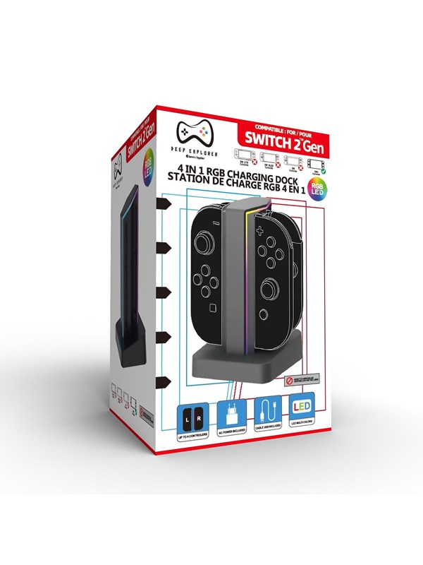Deep Explorer 4-in-1 Joy-Con 2 Ladestation - Ladegert - Nintendo Switch 2