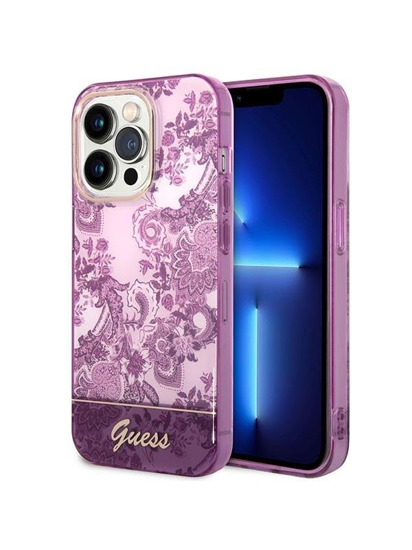 GUESS Porcelain Collection case for iPhone 14 Pro Max - fuchsia