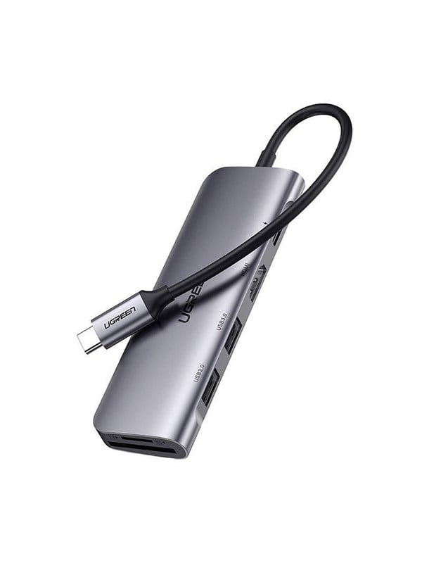 UGREEN CM195 6in1 USB-C HUB - HDMI  2x USB-A 30  USB-C PD  SD  TF reader - Gray