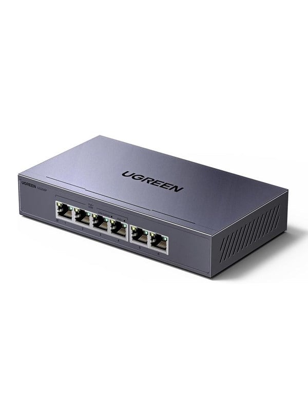 UGREEN 6-Port 1Gb/s PoE Ethernet Switch (4x PoE+ 2x uplink) - Gray