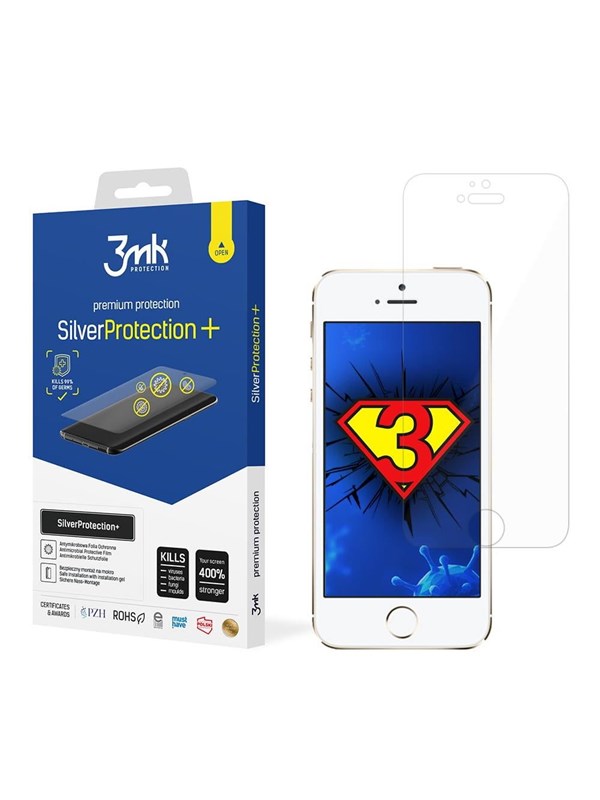 Antimikrobieller Schutzfilm 3MK Apple iPhone 5/5S/SE SilverProtection+