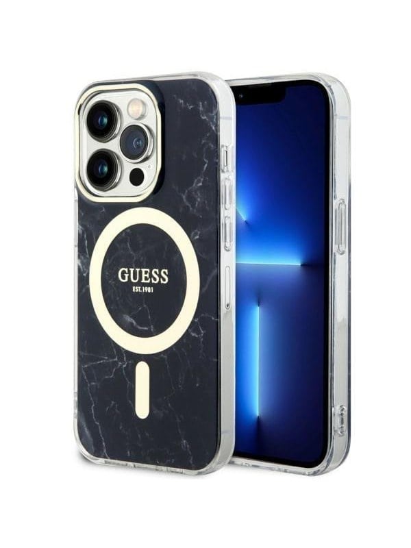 GUESS GUHMP14LPCUMAK iPhone 14 Pro 61 blackblack hardcase Marble MagSafe