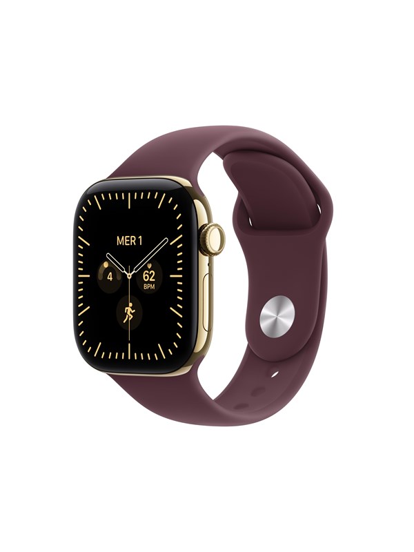 Apple Watch Series 12 GPS  Cellular 42mm Radiant Gold Titanium Case with Burgundy Sport Band - ML