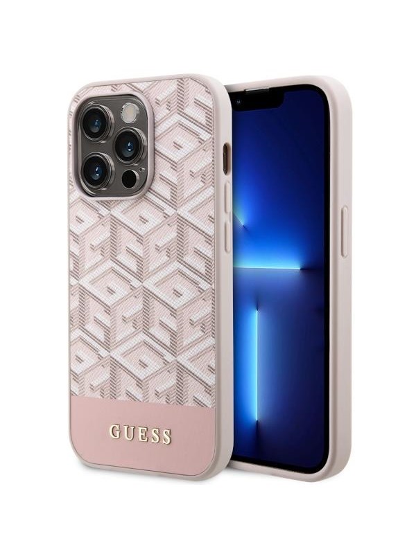 GUESS GUHMP14LHGCFSEP iPhone 14 Pro 61 pinkpink hard case GCube Stripes MagSafe