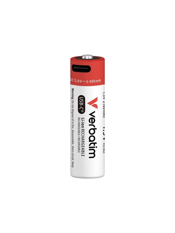 Verbatim Wiederaufladbare AA-Batterien mit USB-C 4er-Pack