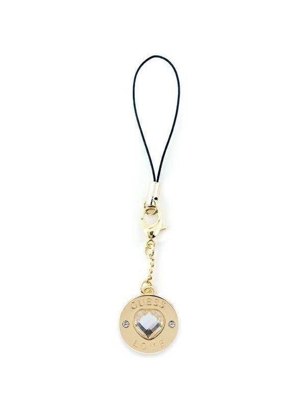 GUESS case GUCPMHGLD Phone Strap Heart Diamond Charm with Rhinestones