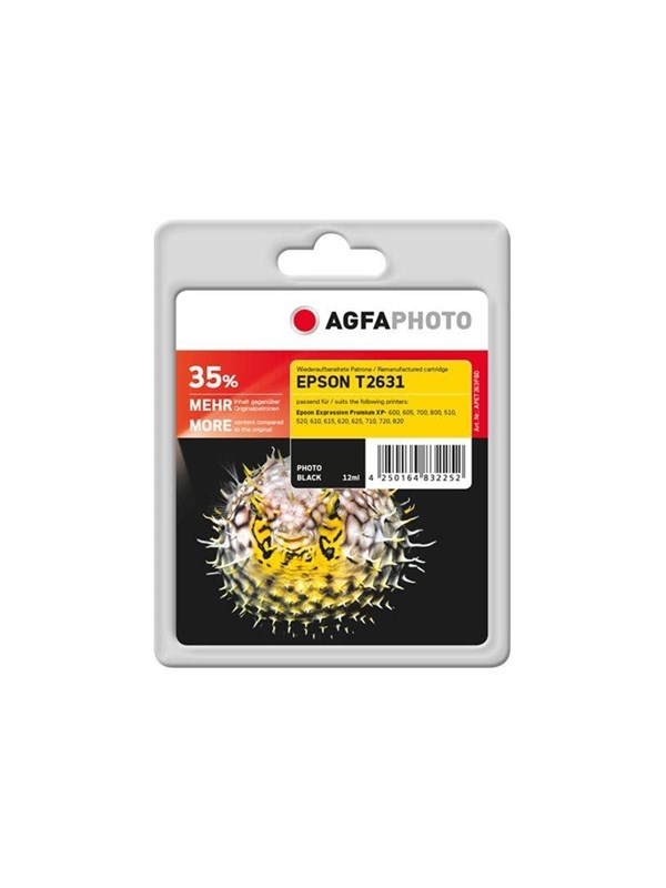 Agfa Photo - photo black - compatible - remanufactured - ink cartridge alternative for Epson 26XL Epson C13T26314010 Epson T2631