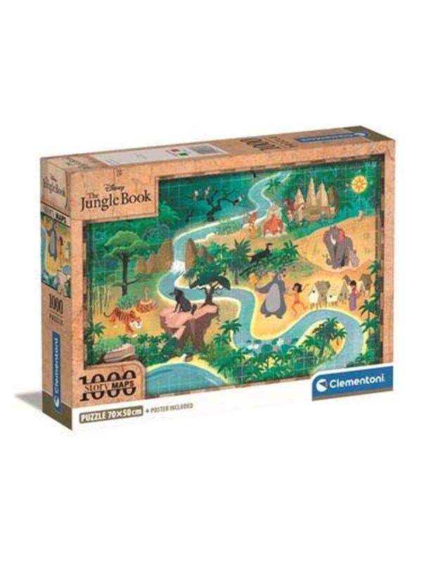 Clementoni Puzzle HQC Disney Story Maps - The Jungle Book 1000 pieces 2D Puzzles