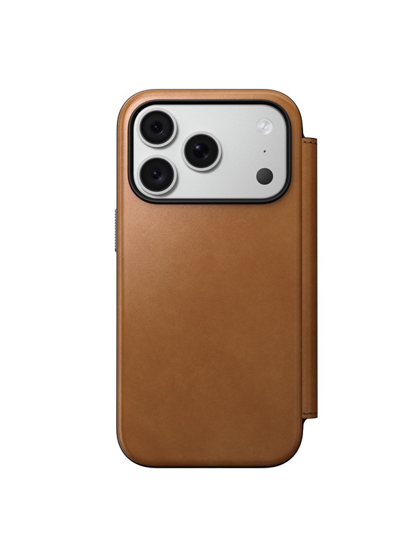 Nomad Modern Leather Folio Klapphülle für das Apple iPhone 18 Pro / 17 Pro - English Tan