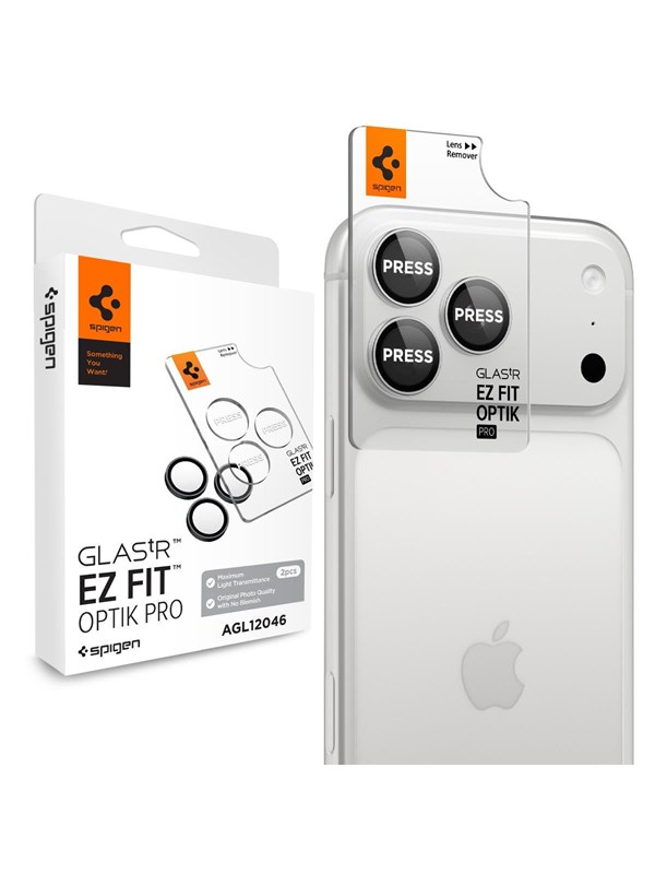 Schutzfolie für die Rückkamera Spigen GlastR EZ FIT Optik Pro für Apple iPhone 18 Pro / 18 Pro Max, gehärtetes Glas, 2er-Set, Silber AGL12046