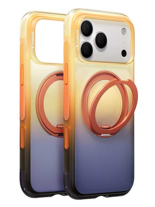 MagSafe-Hülle für Apple iPhone 18 Pro / 17 Pro, Torras, Ostand O3 Air Gradient, Violett Orange