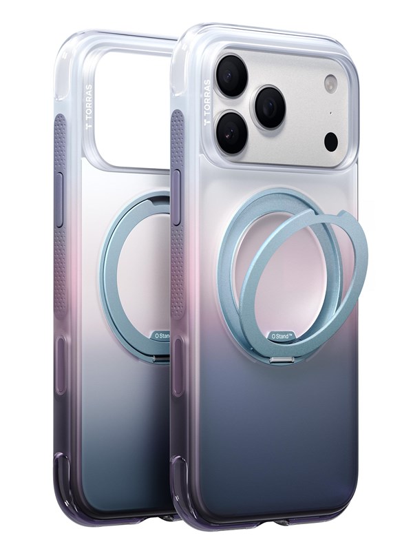MagSafe-Hülle für Apple iPhone 18 Pro Max / 17 Pro Max, Torras, Ostand O3 Air Gradient, Blau Orange