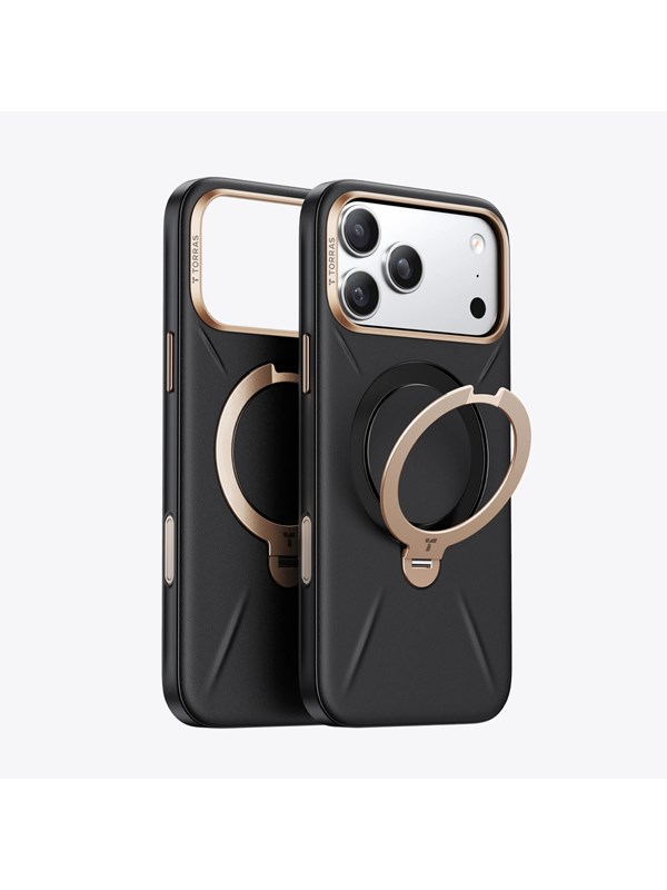 MagSafe-Hülle für Apple iPhone 18 Pro / 17 Pro, Torras, QPRO Leder, Schwarz