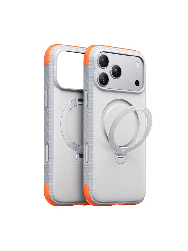 MagSafe-Hülle für Apple iPhone 18 Pro / 17 Pro, Torras, Ostand Q3 Rugged, Weiß