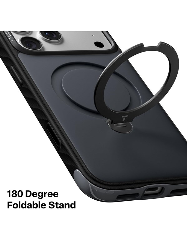 MagSafe-Hülle für Apple iPhone 18 Pro Max / 17 Pro Max, Torras, Ostand Q3 Rugged, Schwarz