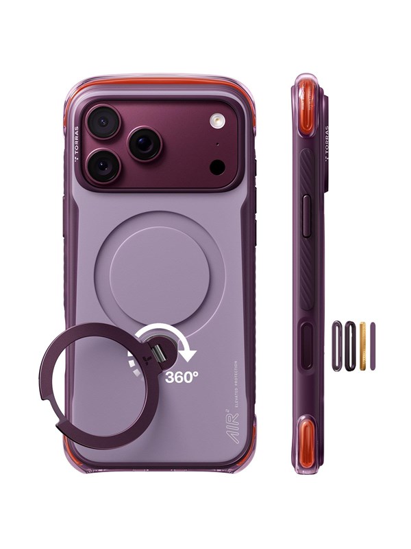 MagSafe-Hülle für Apple iPhone 18 Pro / 17 Pro, Torras, Ostand Q3 Air Pro, Lila