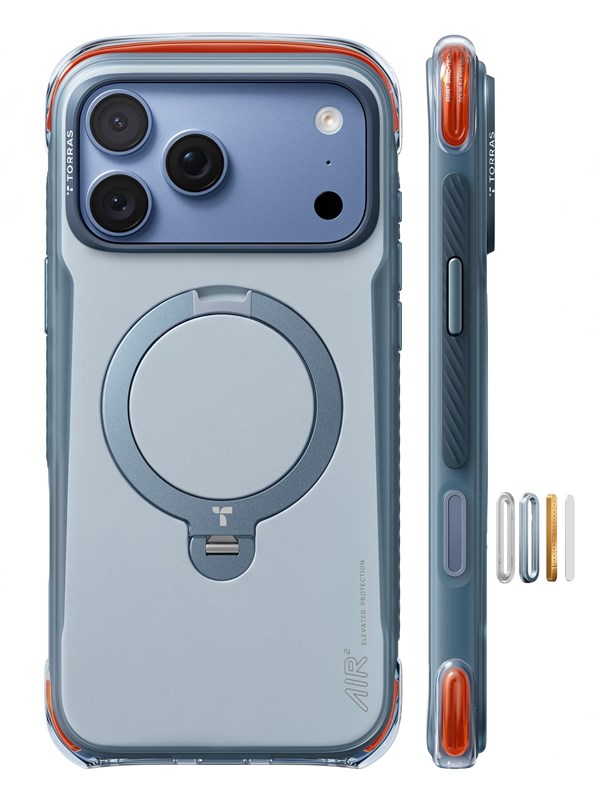 MagSafe-Hülle für Apple iPhone 18 Pro Max / 17 Pro Max, Torras, Ostand Q3 Air Pro, Blau